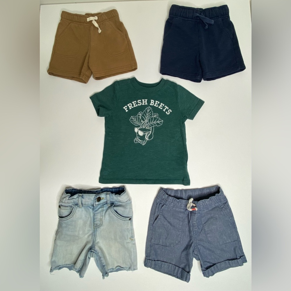 Cat & Jack Old Navy Baby Shorts & Shirt Denim Adjustable Waistband 18 months